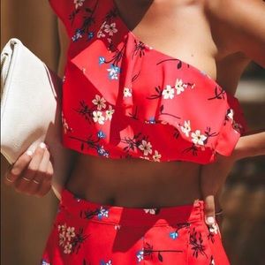One Shoulder Floral Top